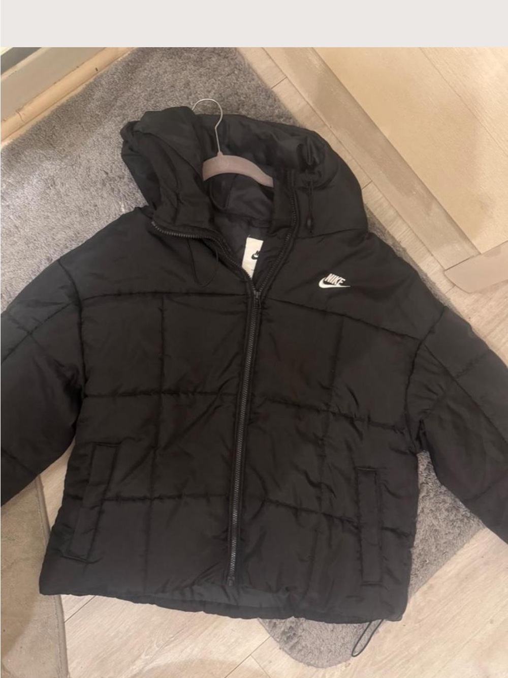 Nike Black Men's Quilted Hooded Puffer Jacket